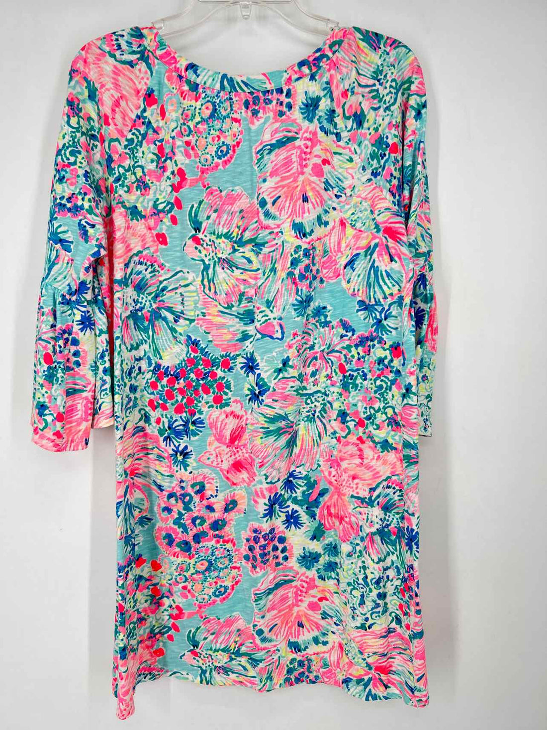 Lilly Pulitzer S Light Blue & Pink Print Long Sleeve Lilly Pulitzer Dress