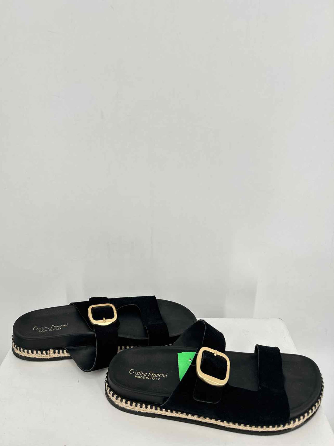 Cristina Francini Women Size 9.5 Black Espadrilles Slides