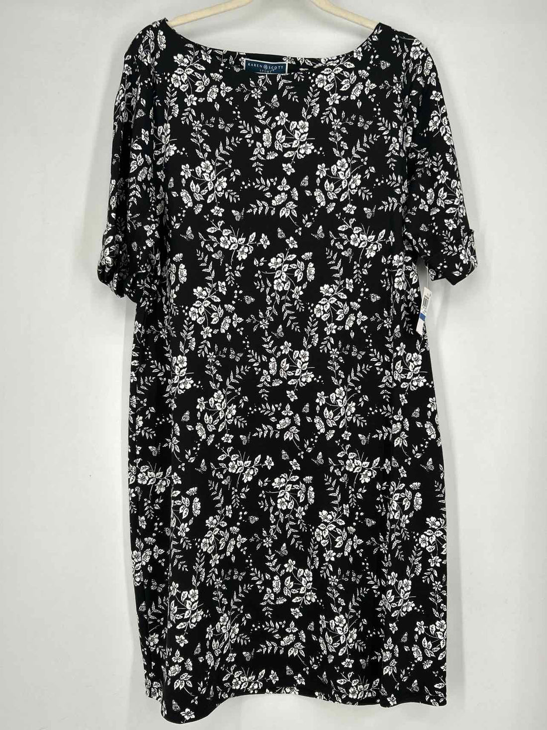 Karen Scott Size XL Black & White Floral NWT Dress