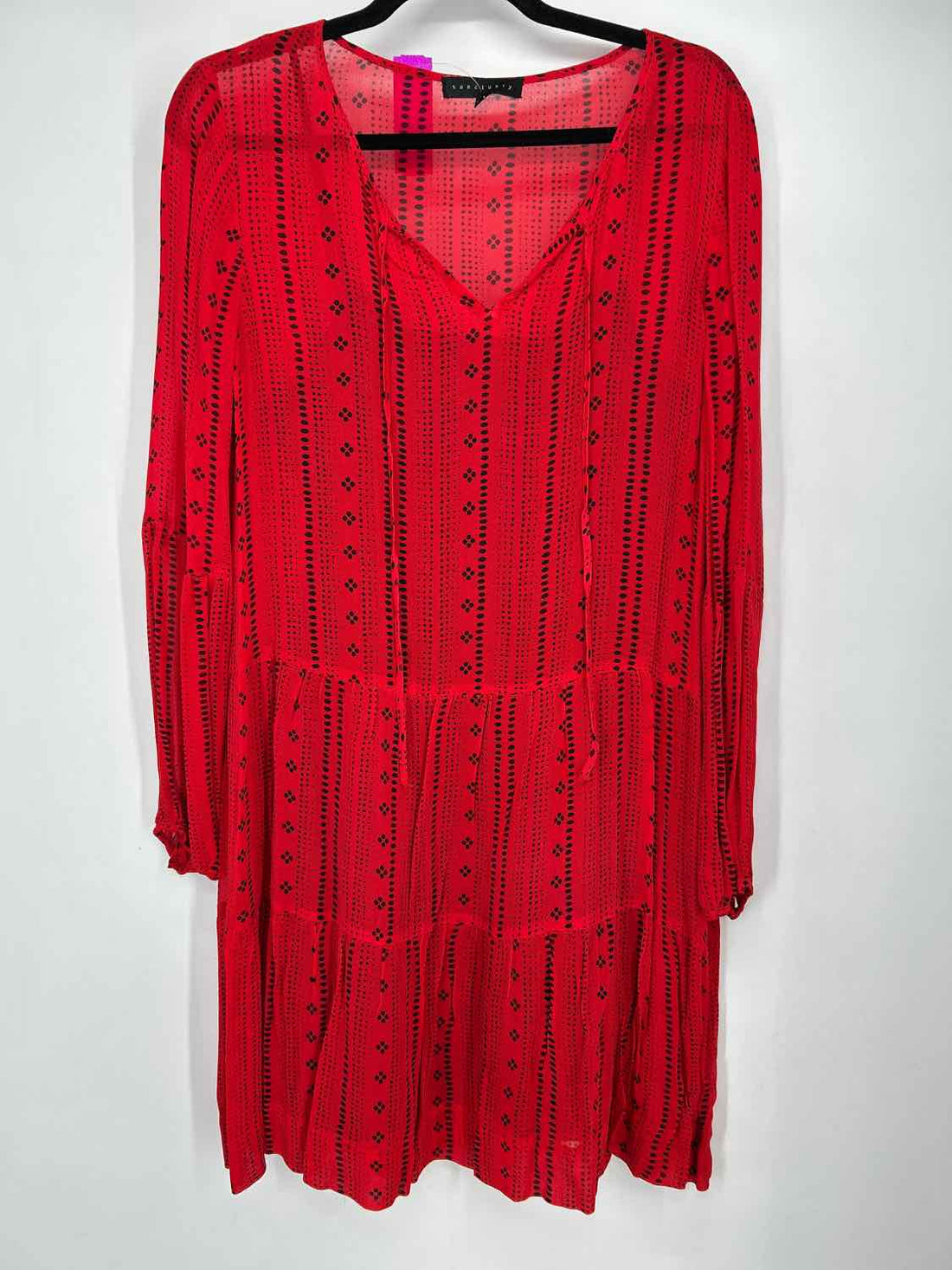 Sanctuary Size S Red & Black Print Long Sleeve Dress