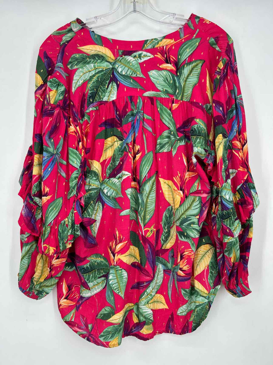 Chicos Size 1.5/10 Hot Pink Print Long Sleeve