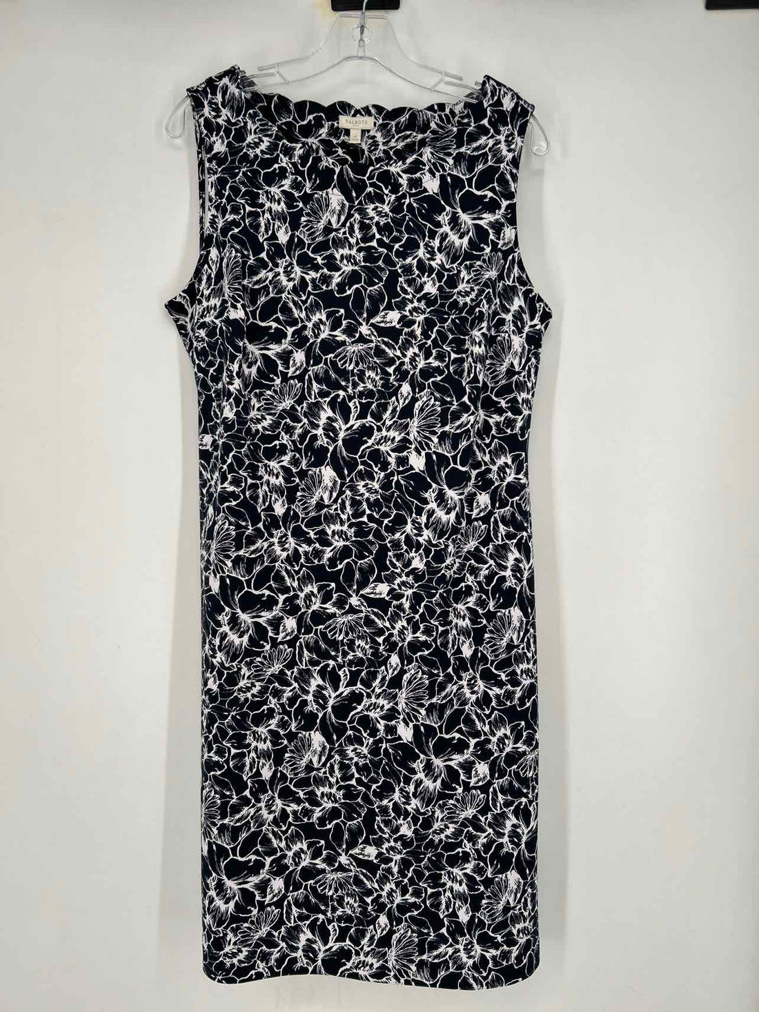 Talbots Size M Navy & White Floral Sleeveless Dress