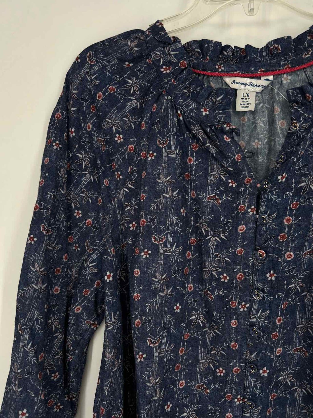 Tommy Bahama Size L Navy Print Long Sleeve