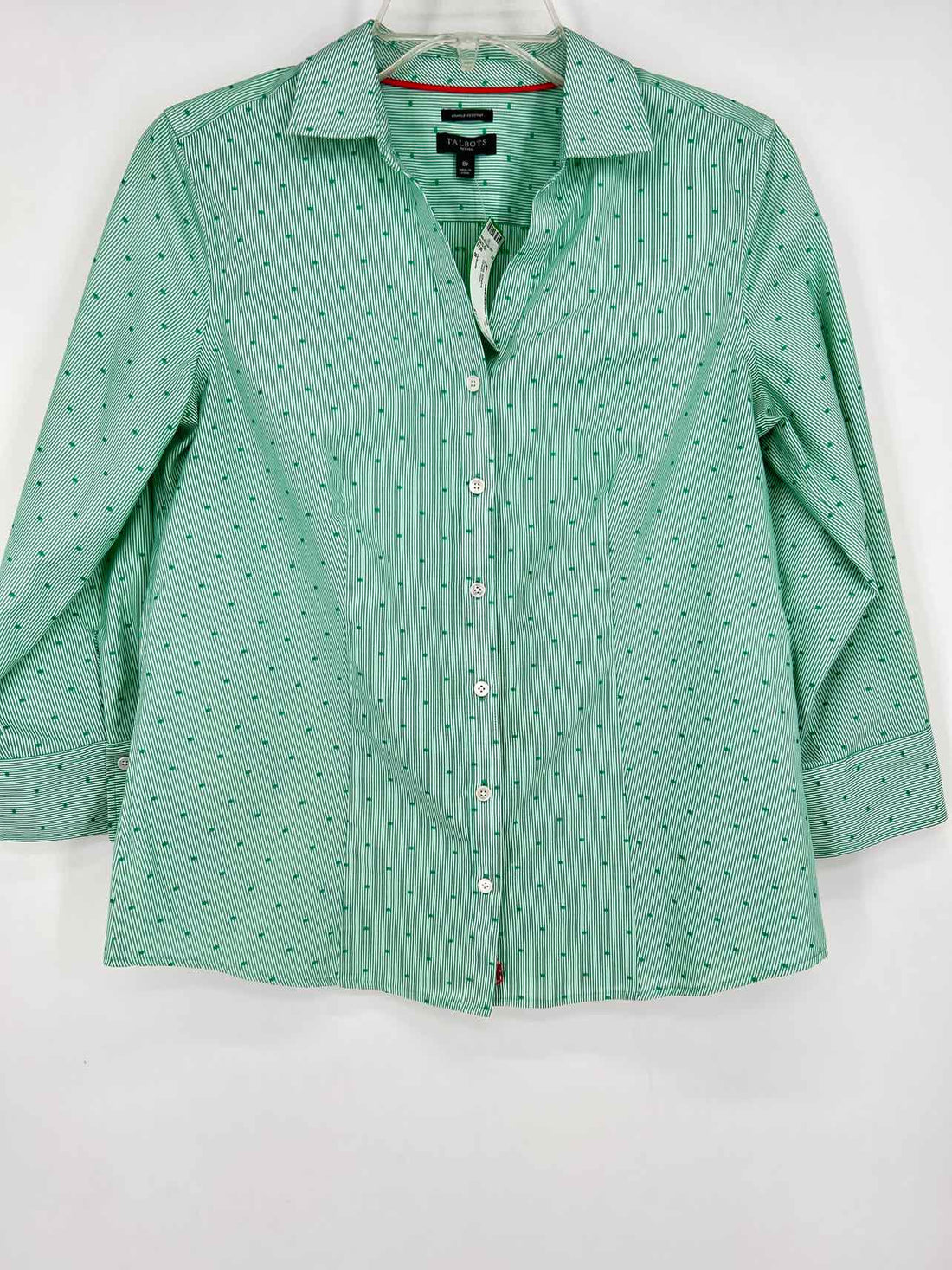 Talbots Size 8 Green Print Long Sleeve