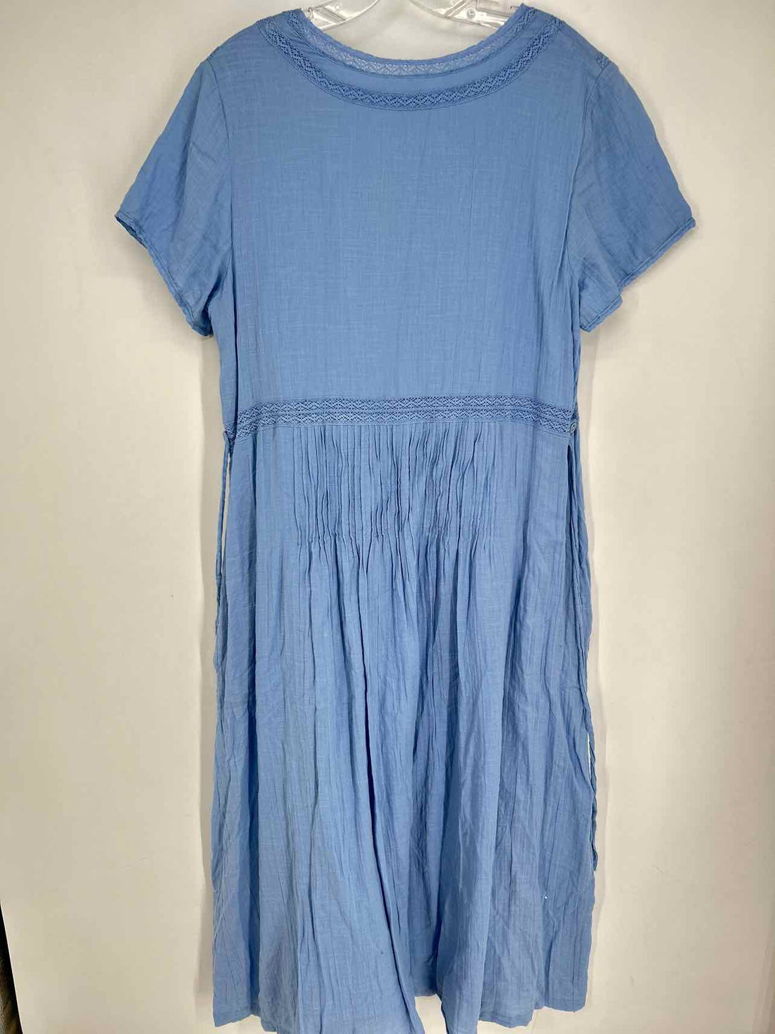 April Cornell Size L Blue Short Sleeve Dress