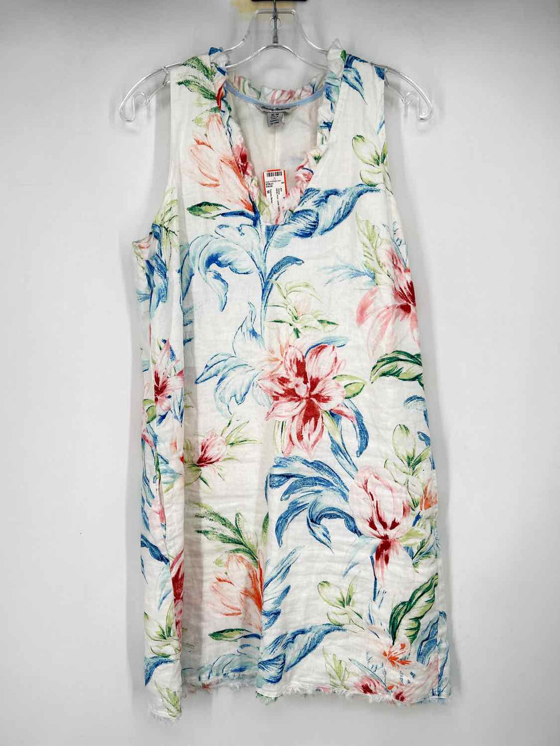 Tommy Bahama Size M White Print Linen 100% Dress