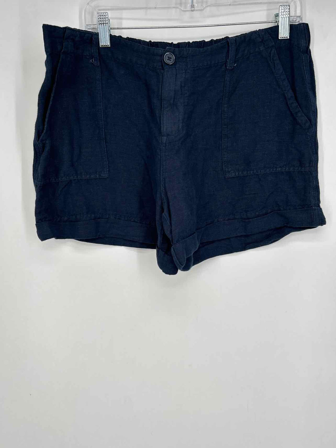 Max & Mia Size L Navy Linen/Rayon Shorts