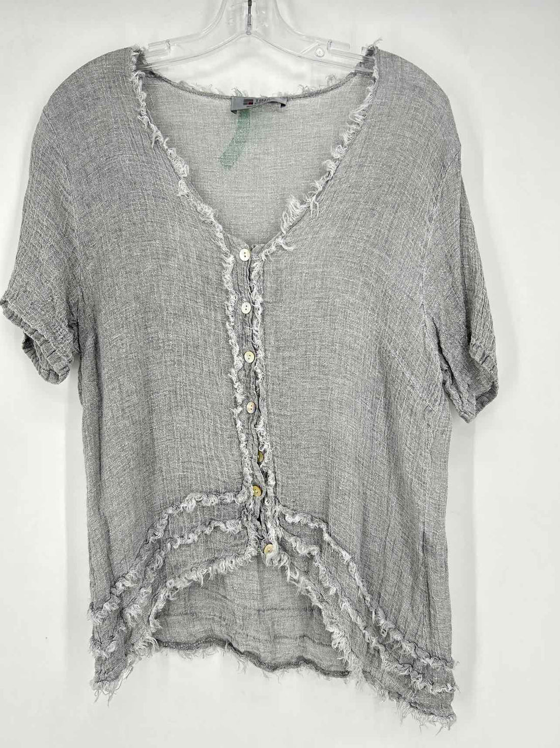 Tina Stephens Size OS Gray Linen Short Sleeve