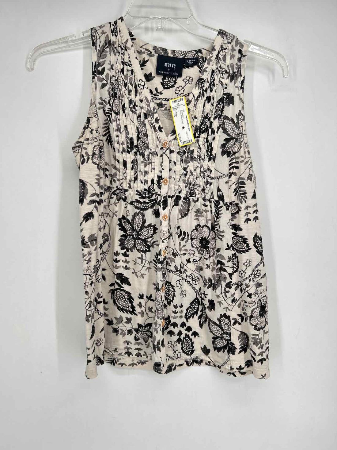 Maeve Size XS White & Black Print Sleeveless