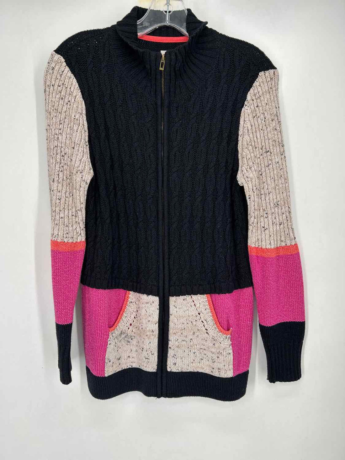 Nic+Zoe Size S Black Colorblock Cardigan