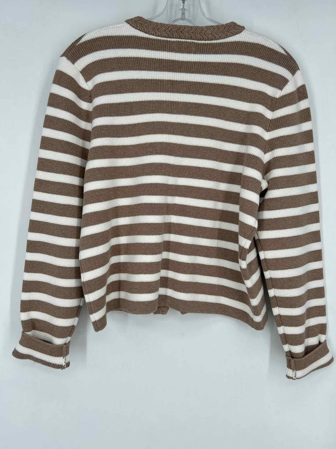 J Crew Size M Taupe & White Striped NWT Cardigan