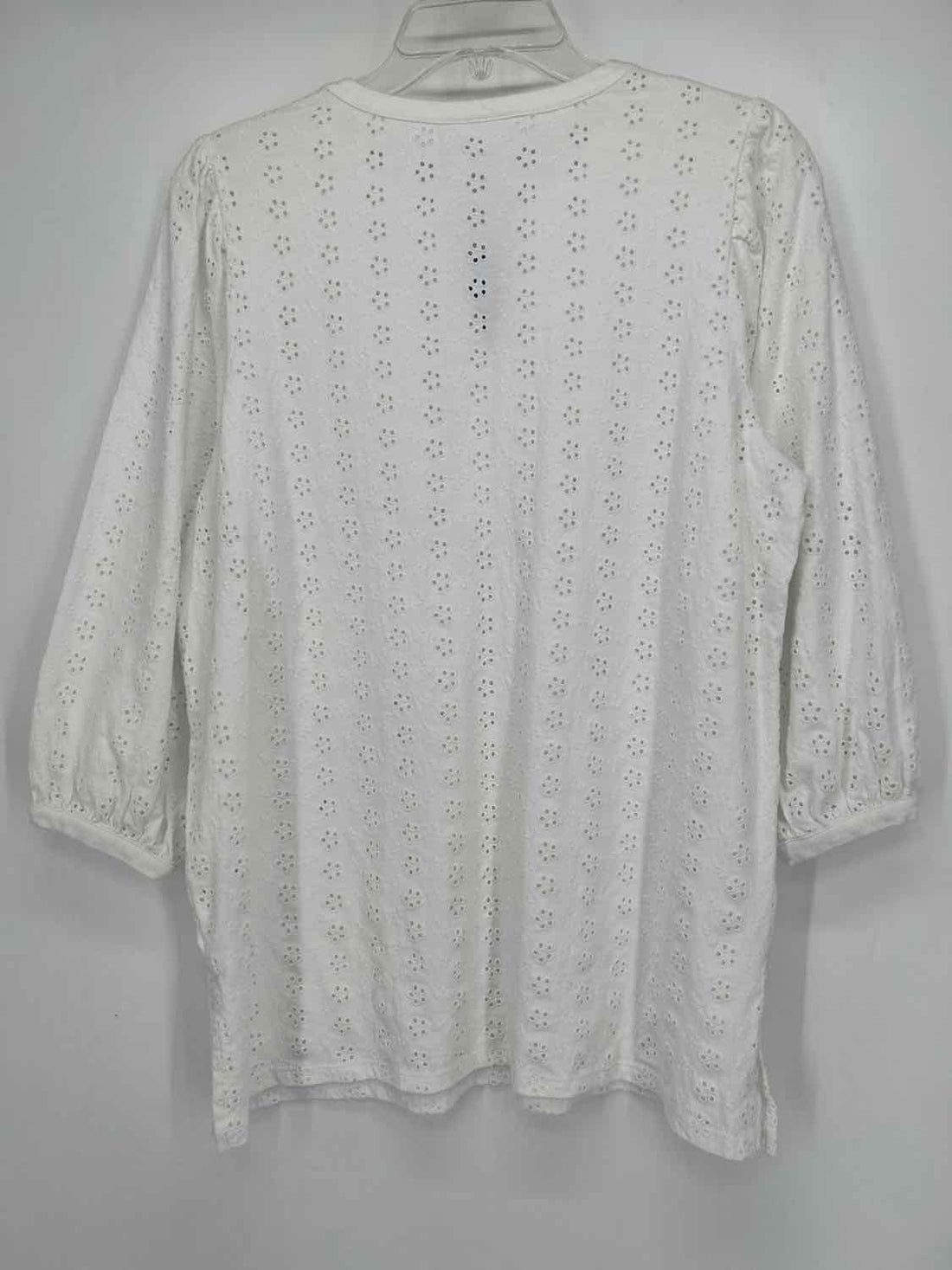 J Jill Size S White Eyelet Long Sleeve