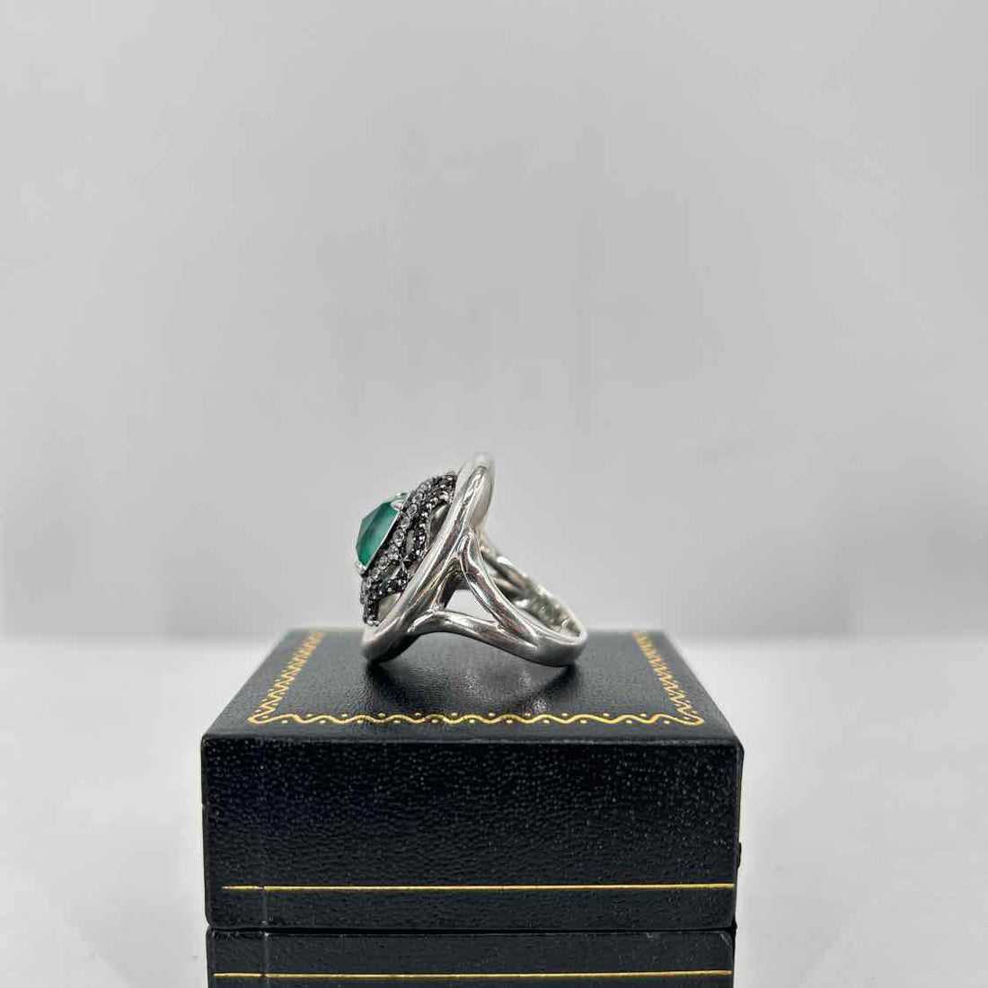 Gabriel & Co Size 8.5 Sterling Silver Green Onyx, Sapphire & Quartz LUXURY