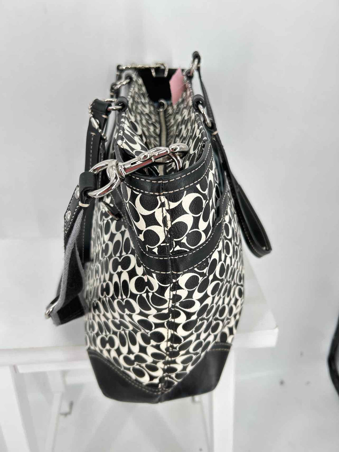 Coach Black & White Signature Leather As Is Tote