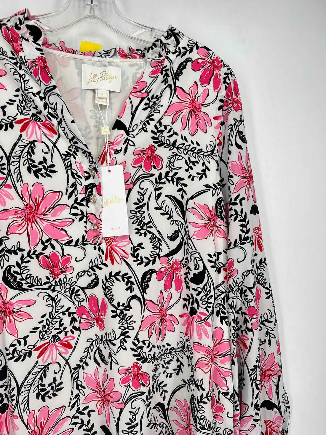 Lilly Pulitzer 8 White & Black Floral Silk NWT Lilly Pulitzer Dress