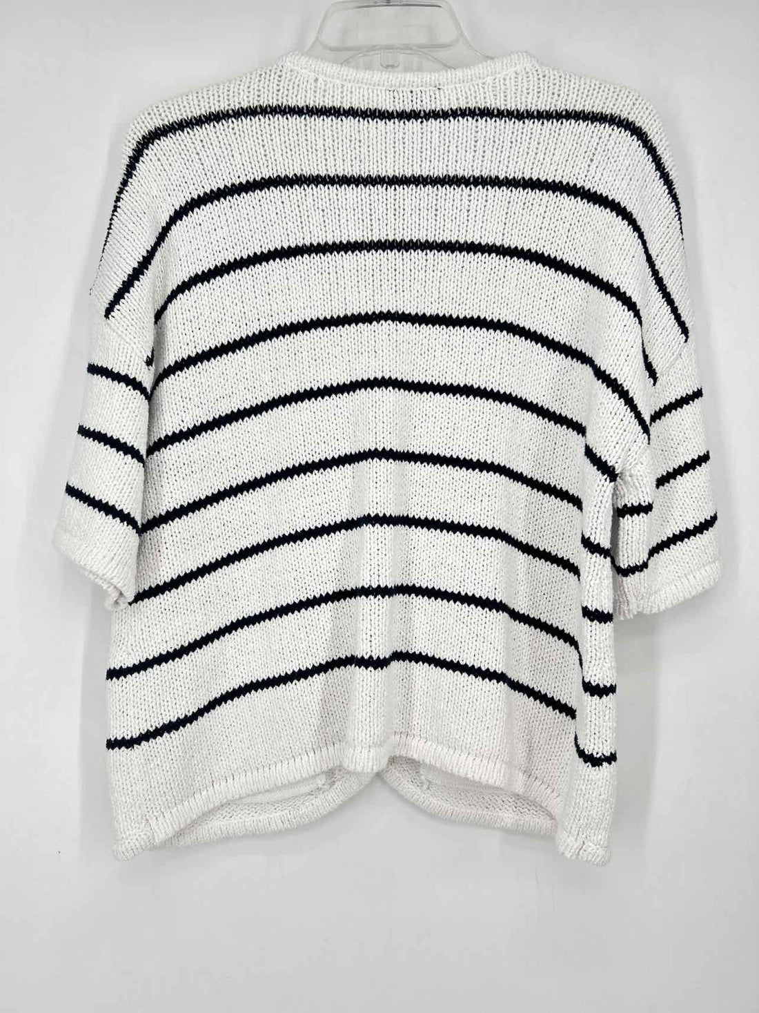 Talbots Size L White & Black Striped Short Sleeve