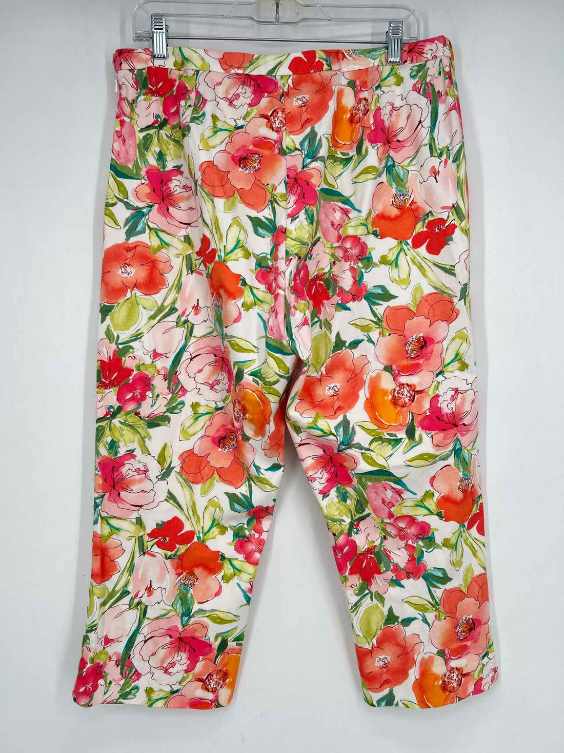 Lauren Ralph Lauren Size 10 White & Pink Floral Pants