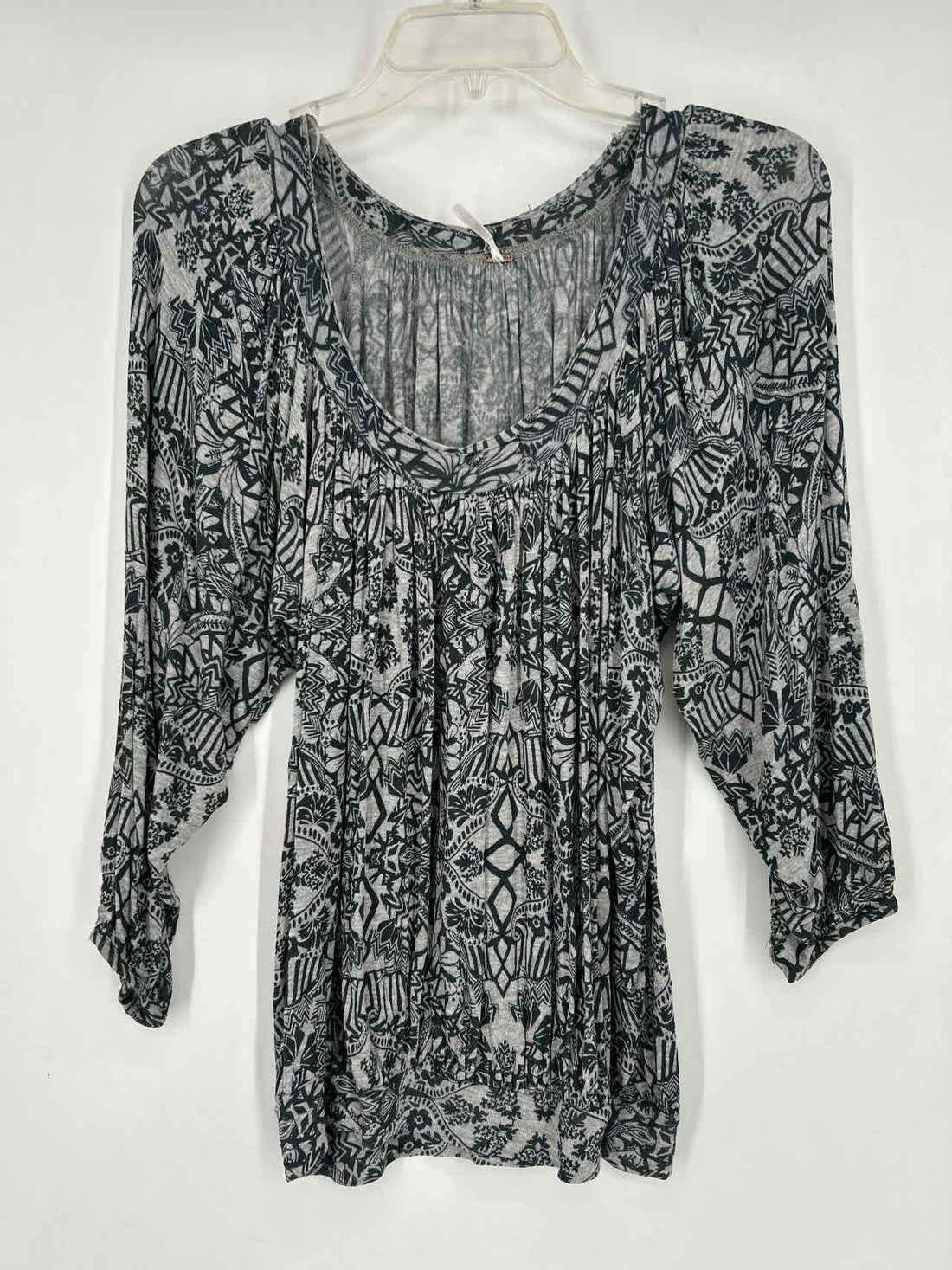 Free People Size S Light Gray Print Long Sleeve