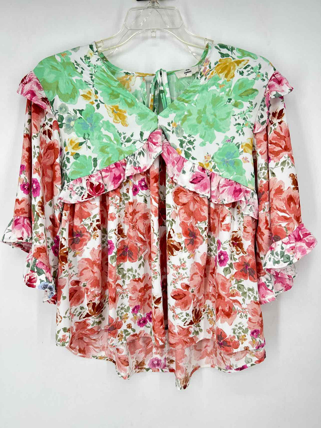 Entro Size S White Floral Long Sleeve
