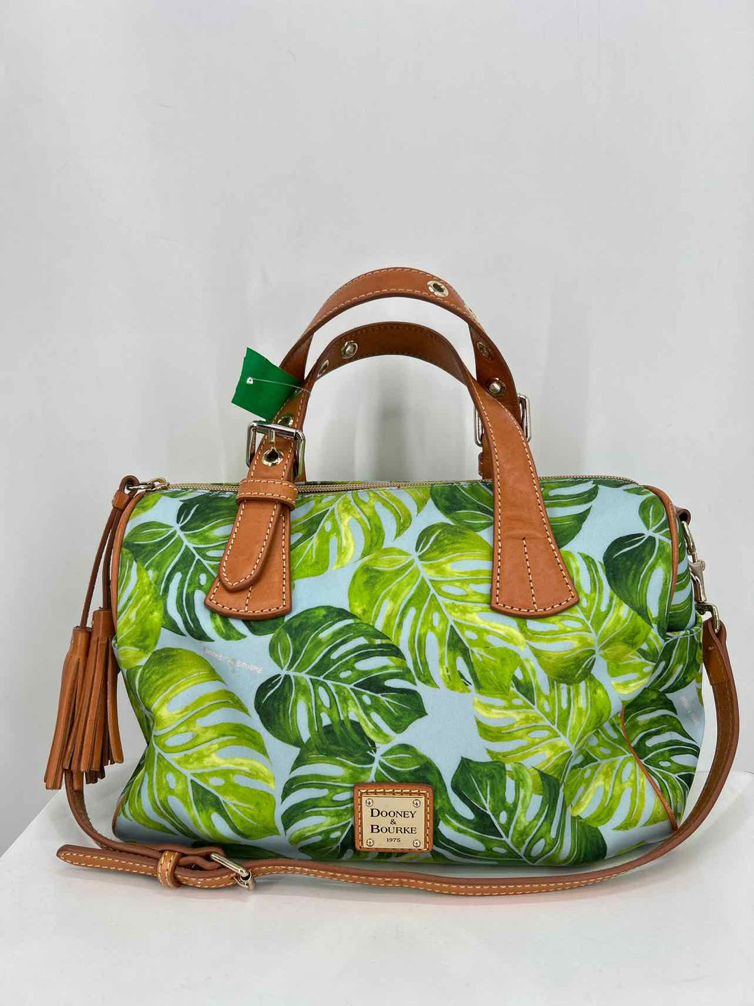 Dooney & Bourke Monstera Leaf Print Nylon/Leather Pre Owned Satchel