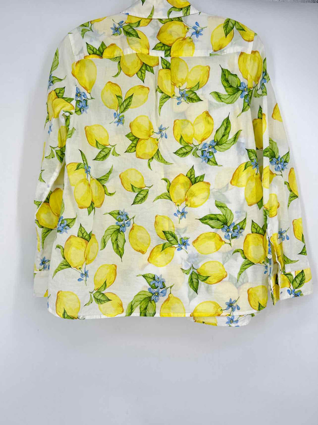Talbots Size MP Lemon Print Long Sleeve