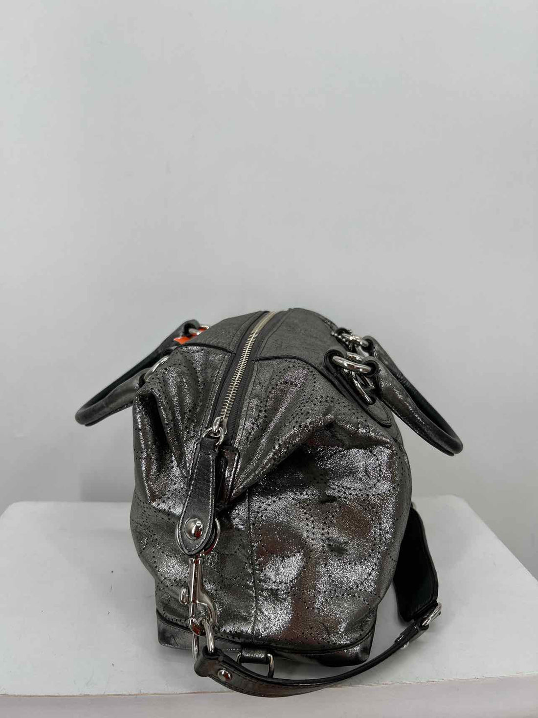 Coach Silver Perforated Leather Vintage Y2K Ashley Satchel