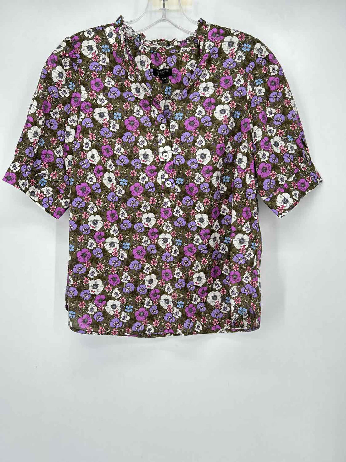 Talbots Size SP Green Floral Short Sleeve
