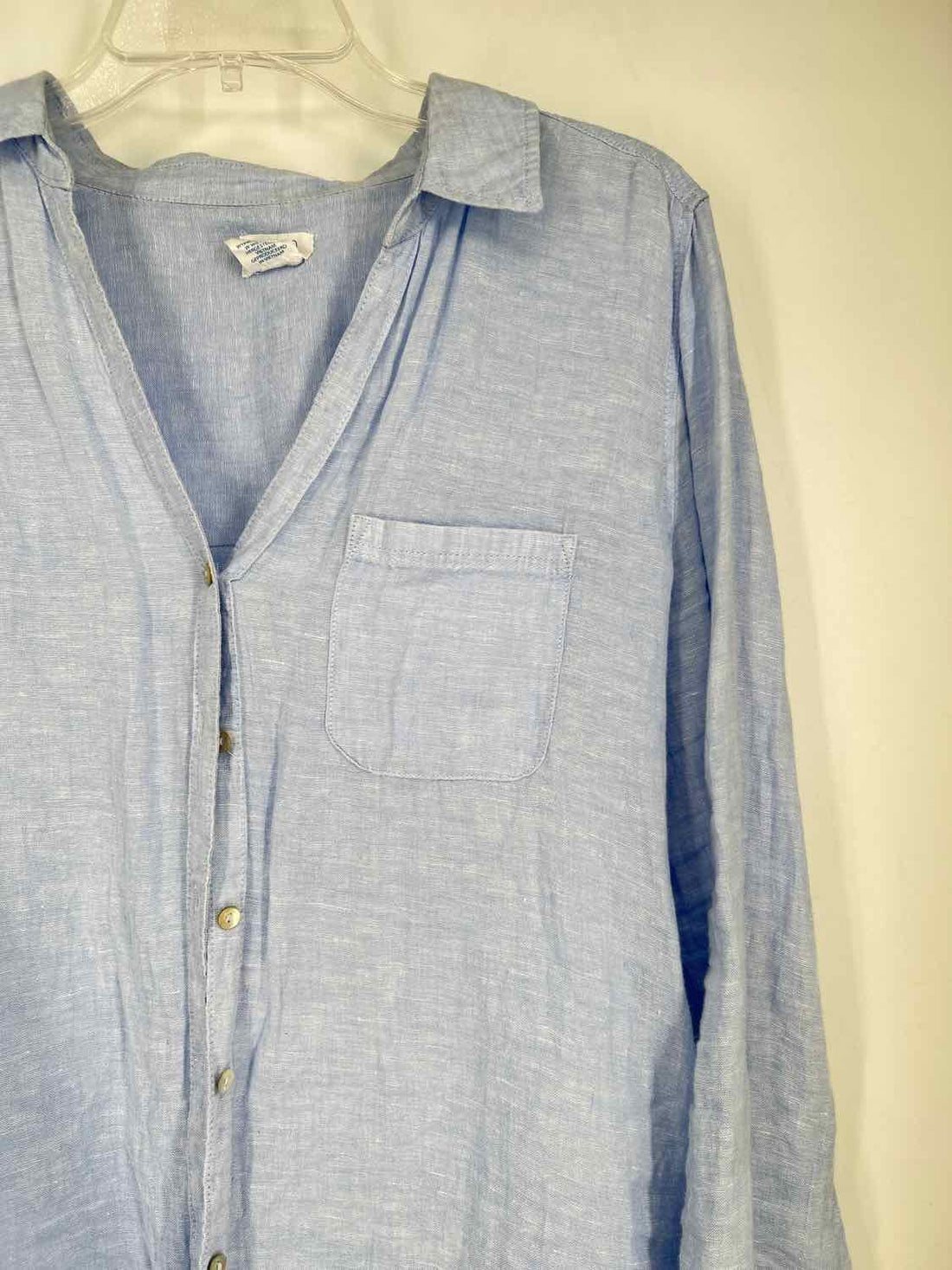 Sigrid Olsen Size L Light Blue Linen 100% Long Sleeve