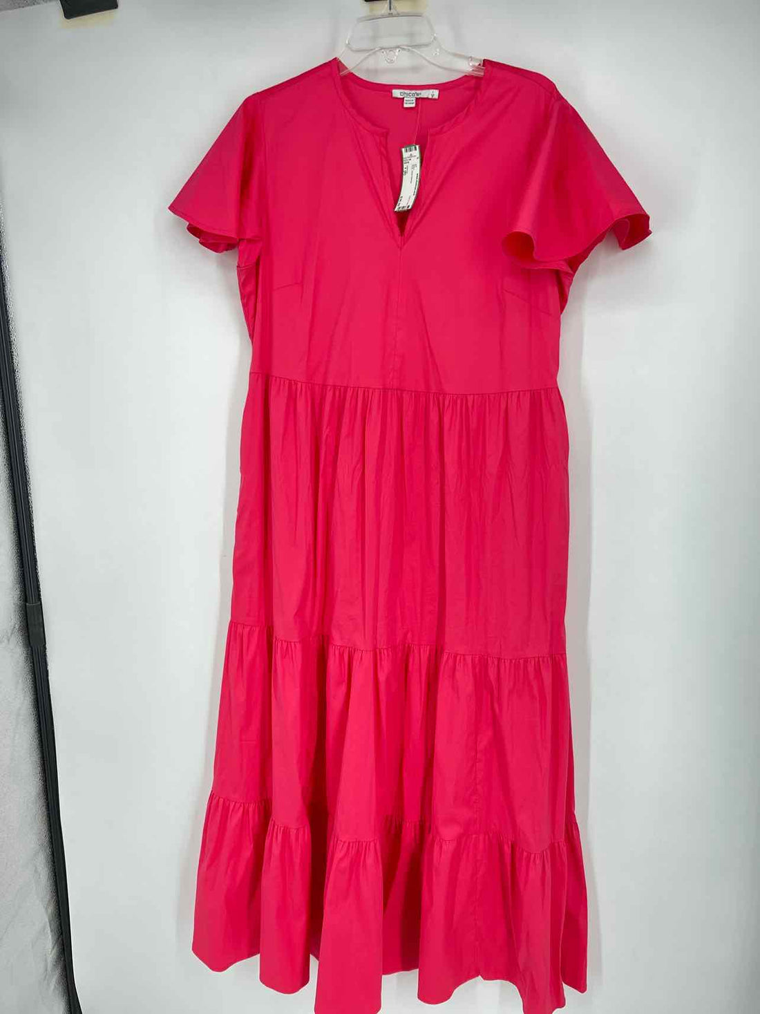 Chicos Size 1 (8) Pink Short Sleeve Maxi