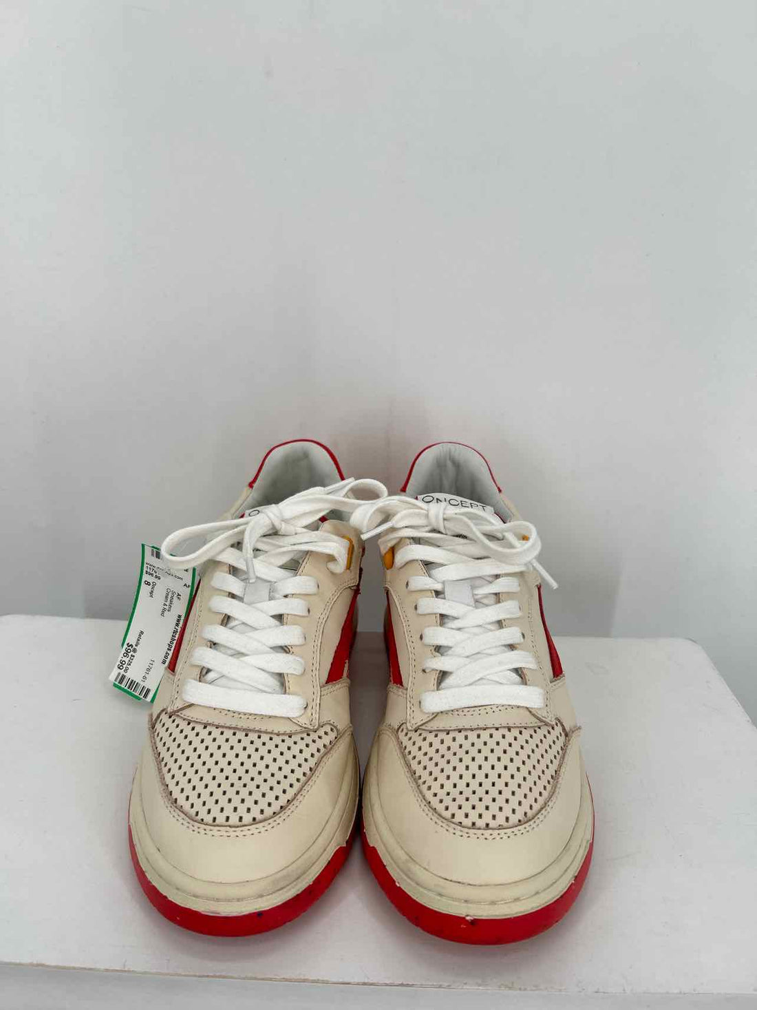 Oncept Women Size 8 Cream & Red Sneakers