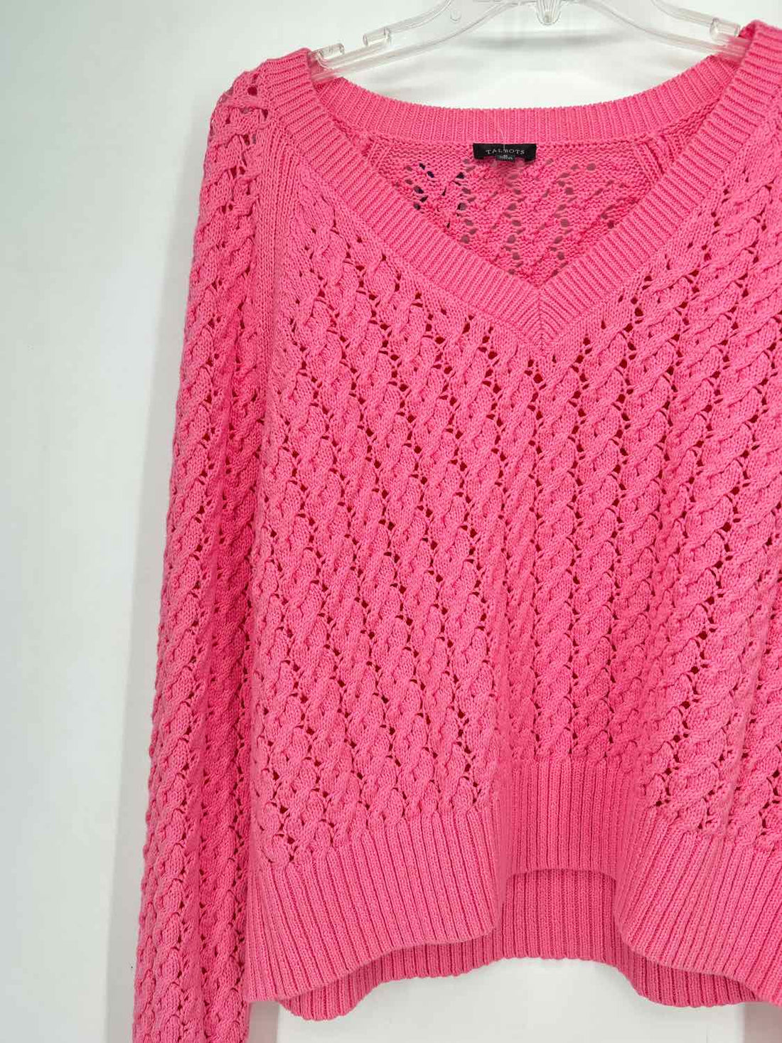 Talbots Size M Pink Sweater Open Knit