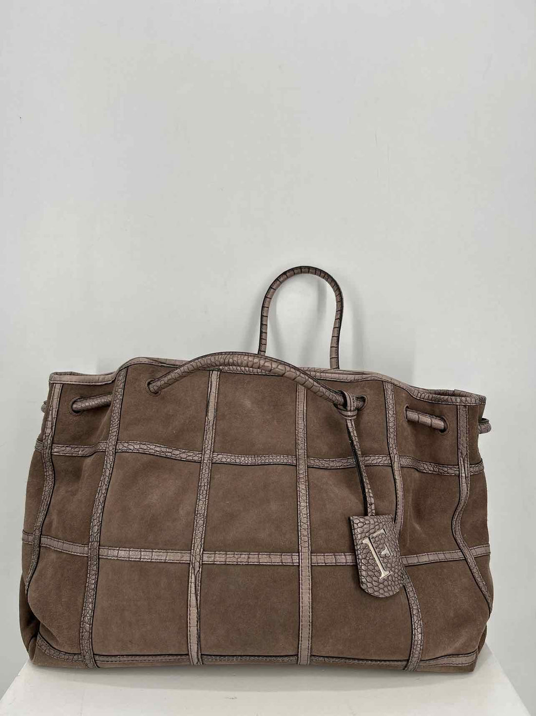 Furla Gray Taupe Suede Pre Owned Tote
