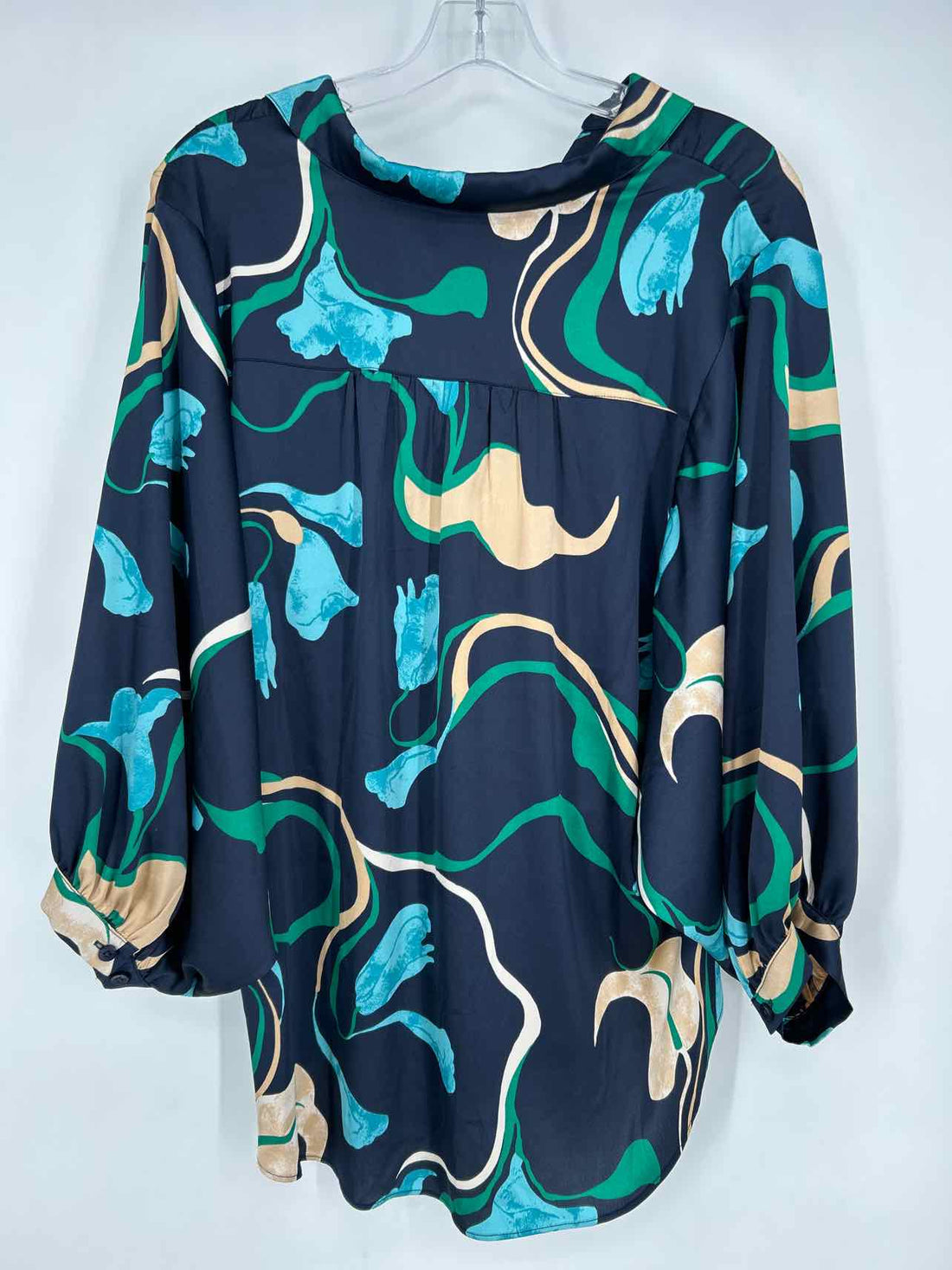 Chicos Size 1 (M) Navy Print Long Sleeve