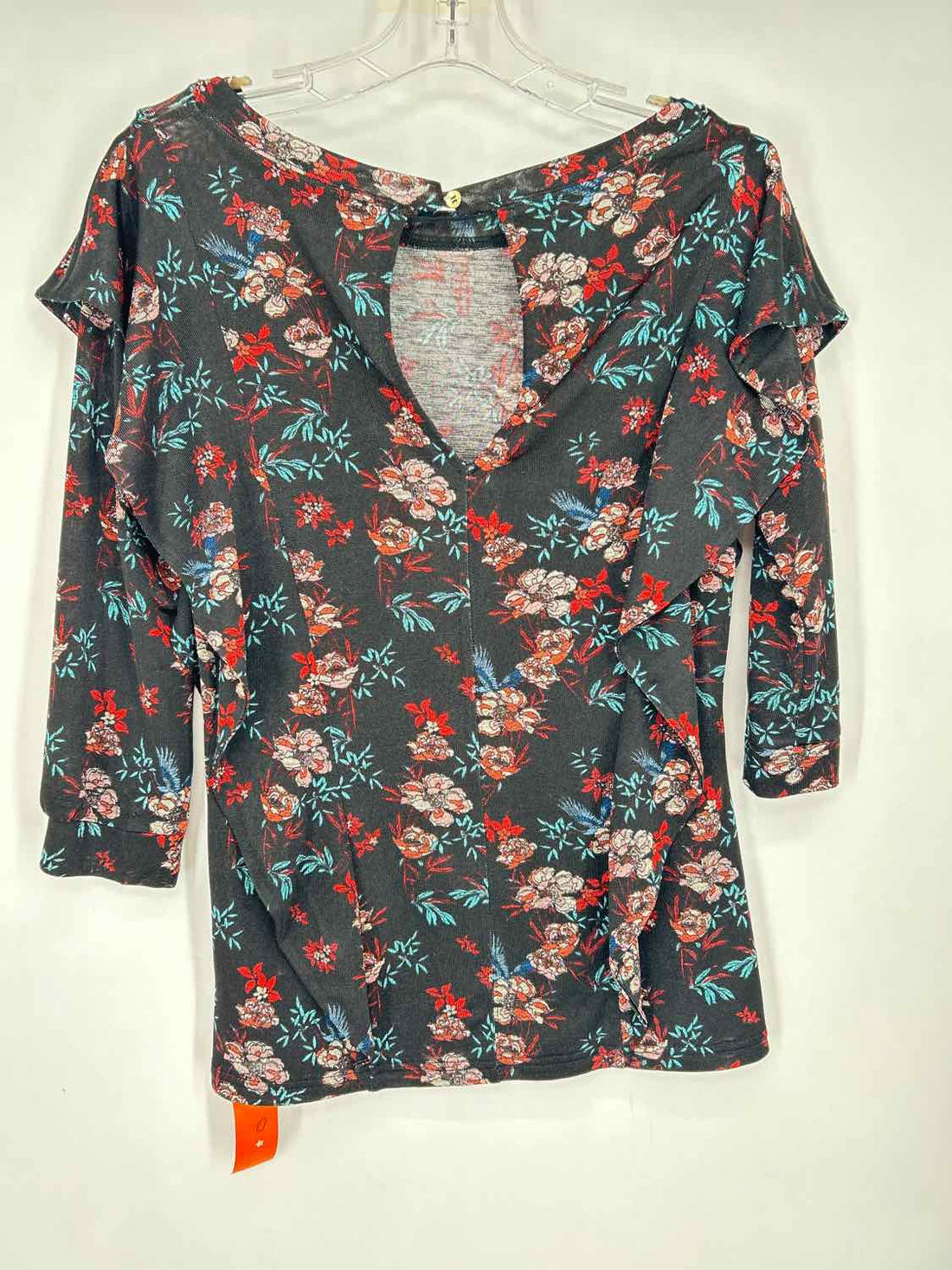 Free People Size S Black Floral Long Sleeve