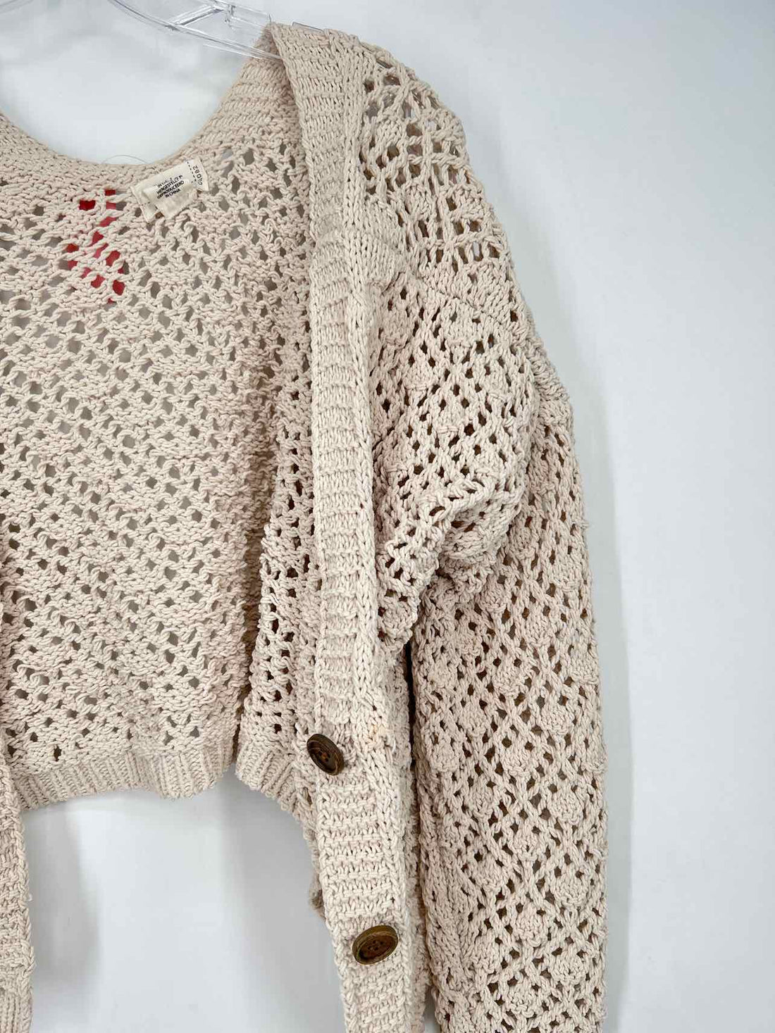Artelier Nicole Miller Size M Cream Open Knit Cardigan