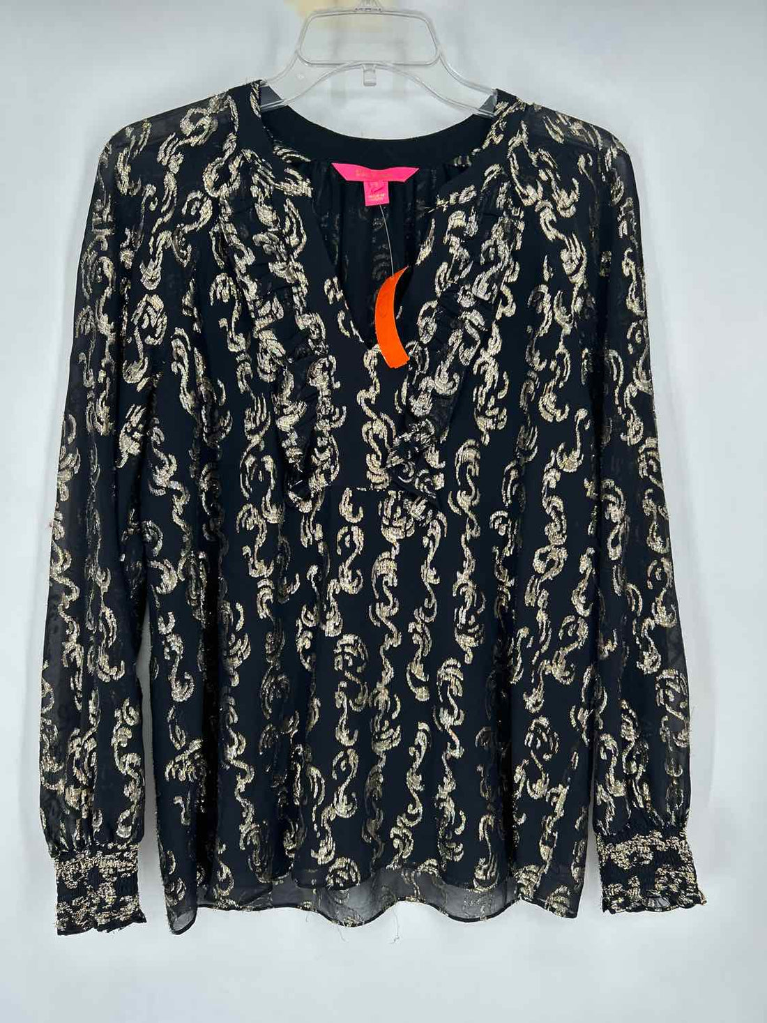 Lilly Pulitzer S Black & Gold Silk Blend Lilly Pulitzer Top