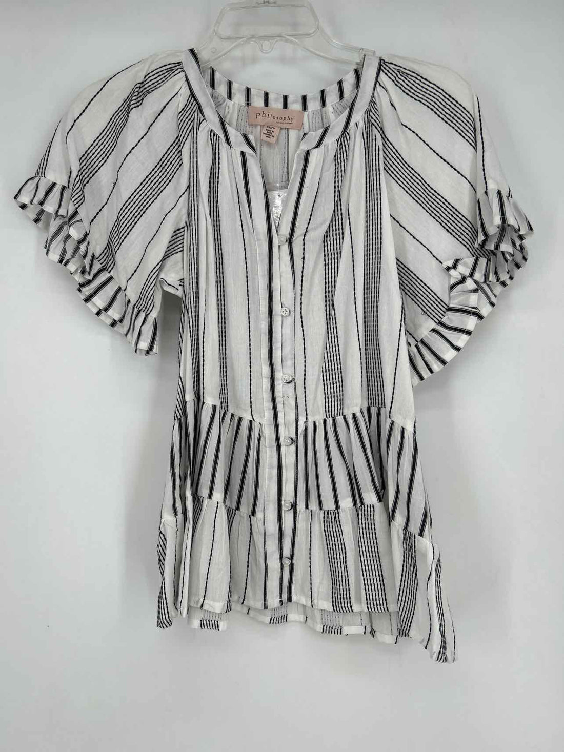 Philosophy Size XS White & Black Striped NWT Short Sleeve