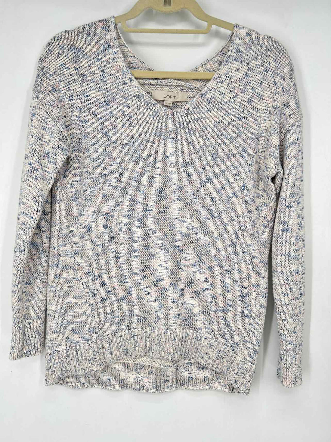 Loft Size XS White Blue & Pink Marled Sweater