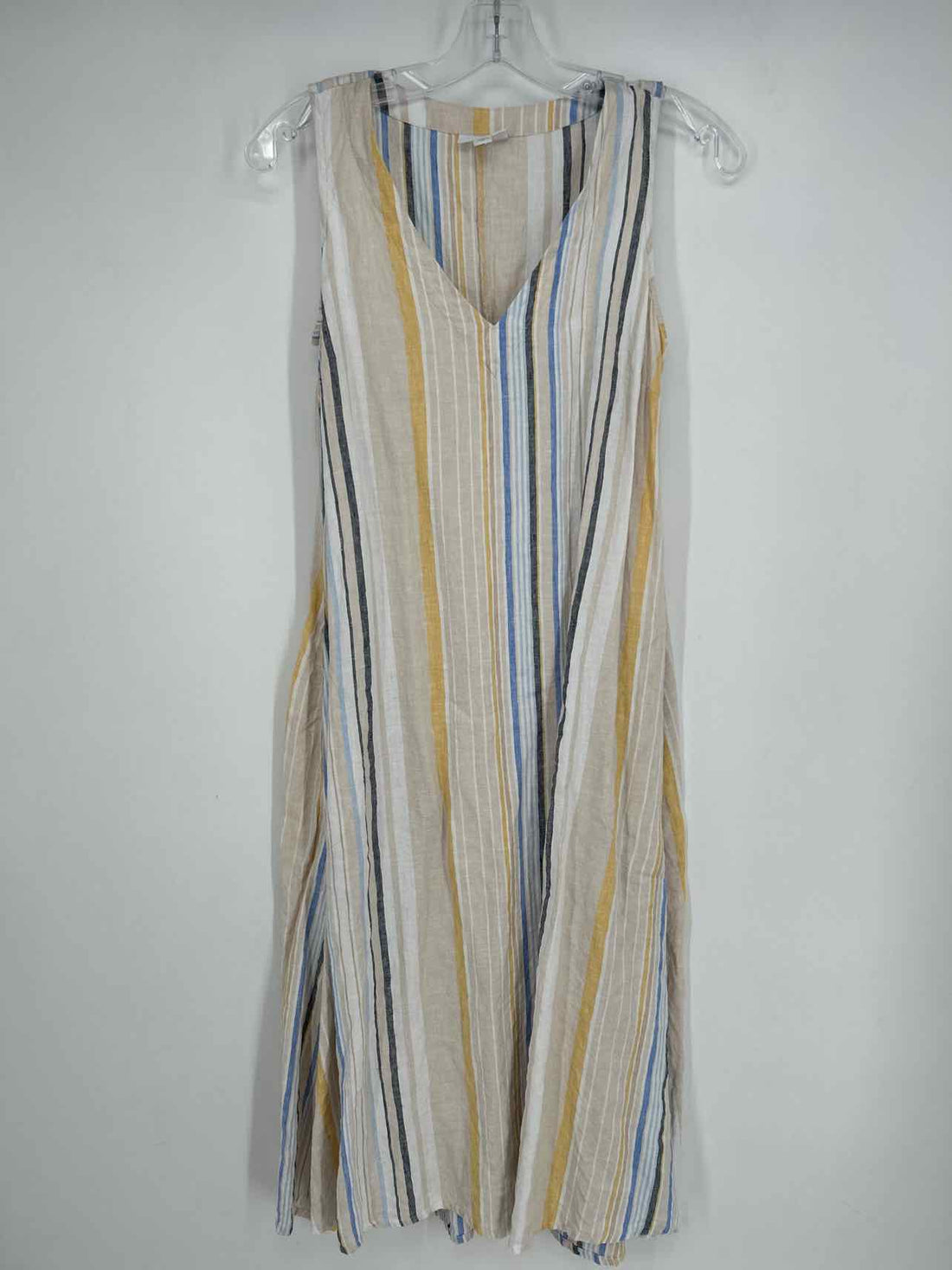 J Jill Size XS Beige Striped Linen Sleeveless Dress
