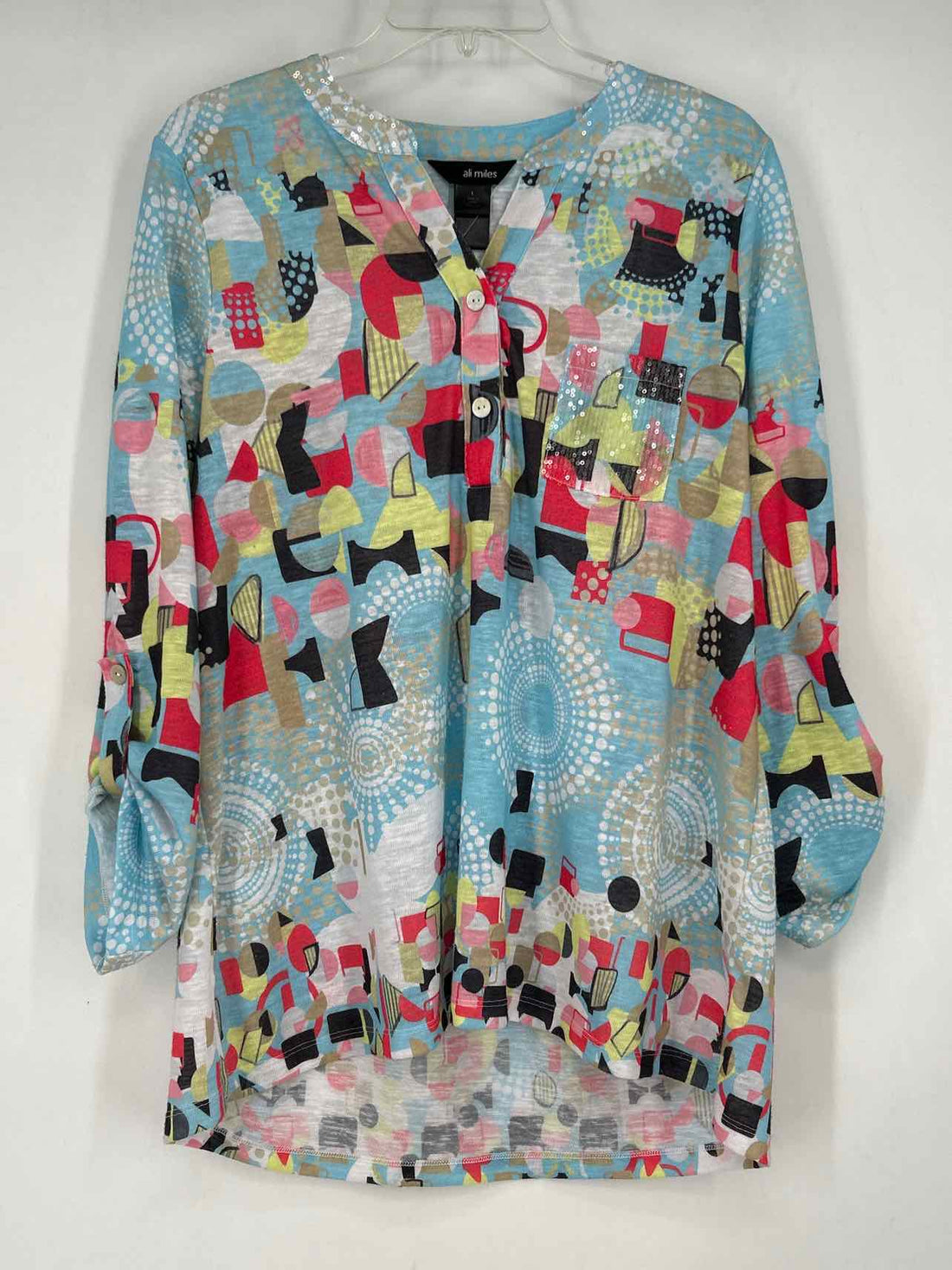 Ali miles Size L Light Blue Print Long Sleeve