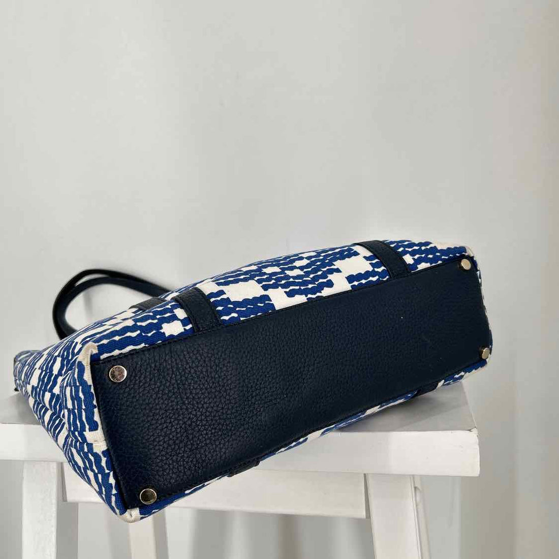 Kate Spade Blue & White Canvas Pre Owned Tote