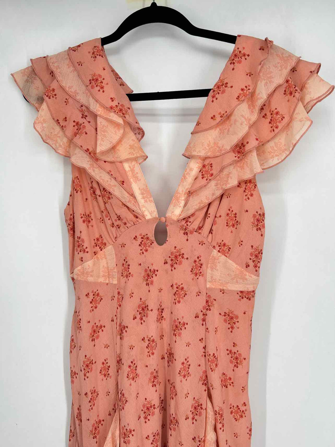 Free People Size S Pink Floral Short Sleeve Dress