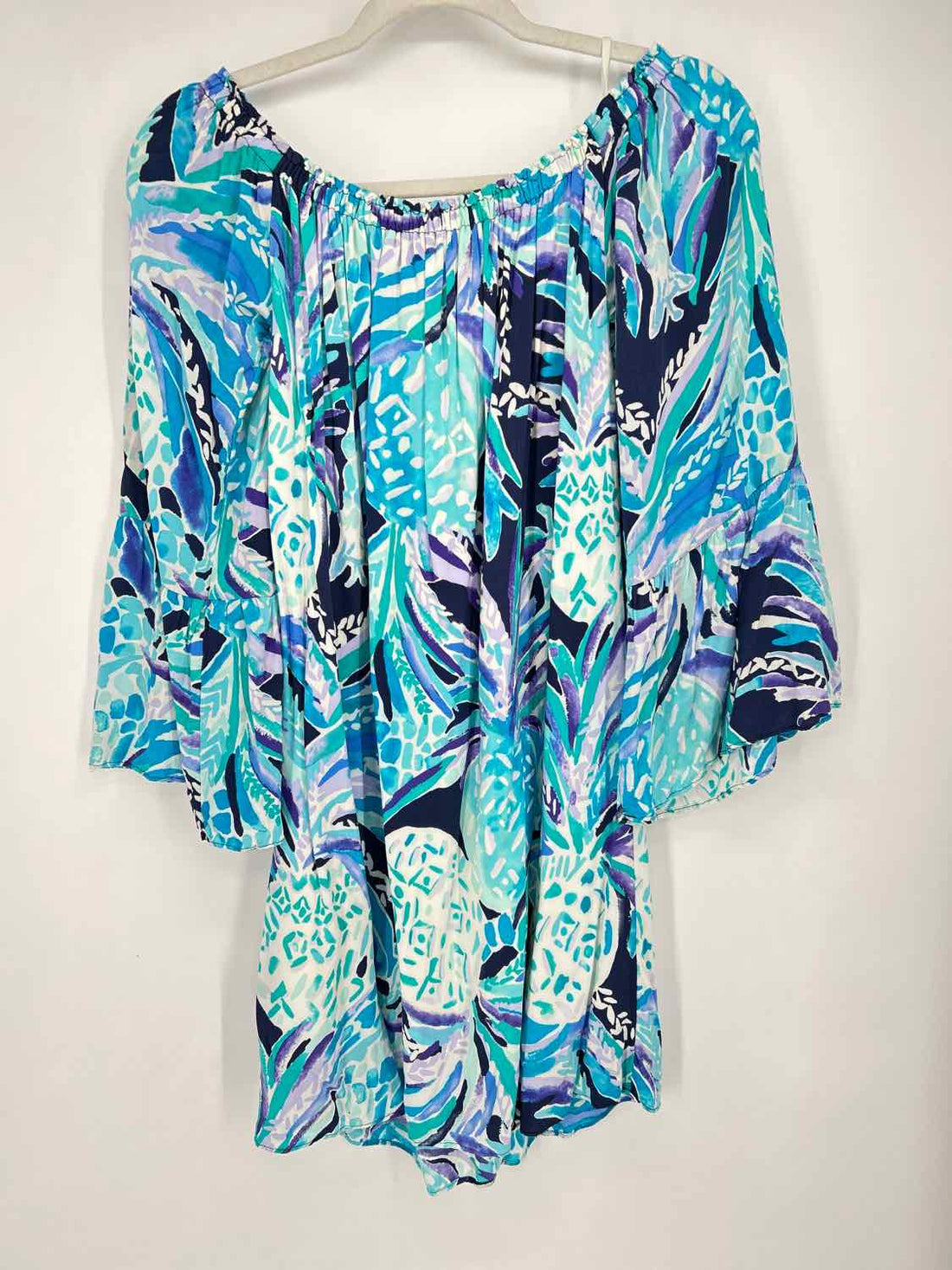 Lilly Pulitzer S White Navy & Purple Print Long Sleeve Lilly Pulitzer Dress