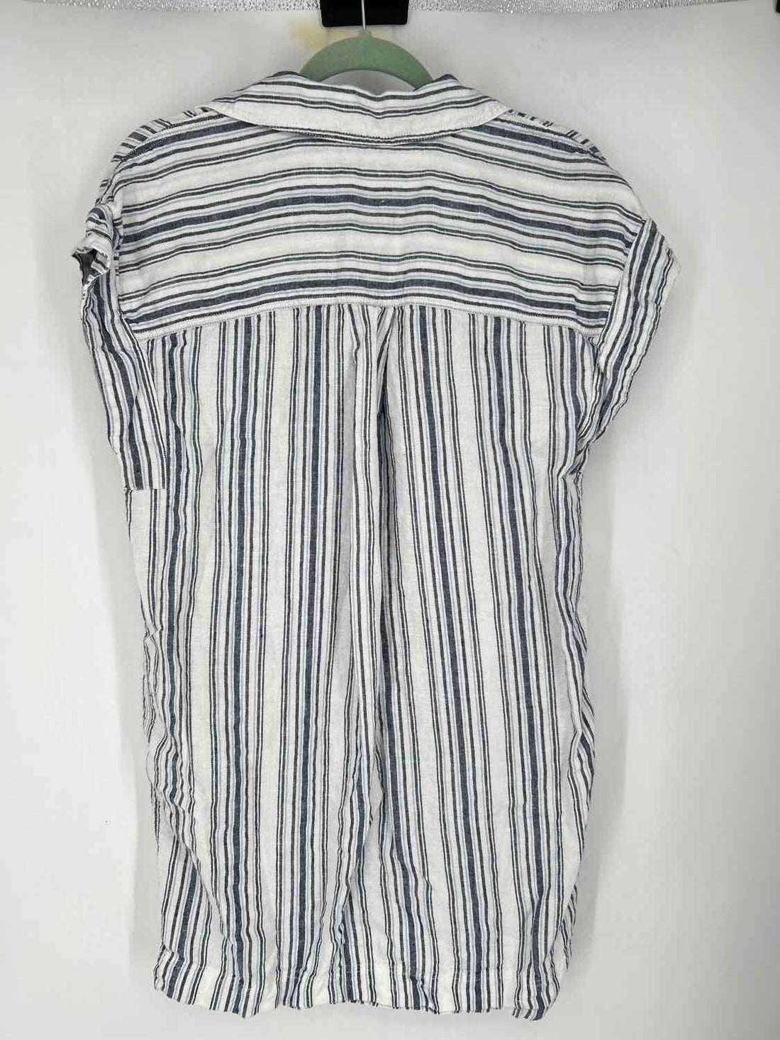 Madewell Size S White Striped Linen 100% Dress