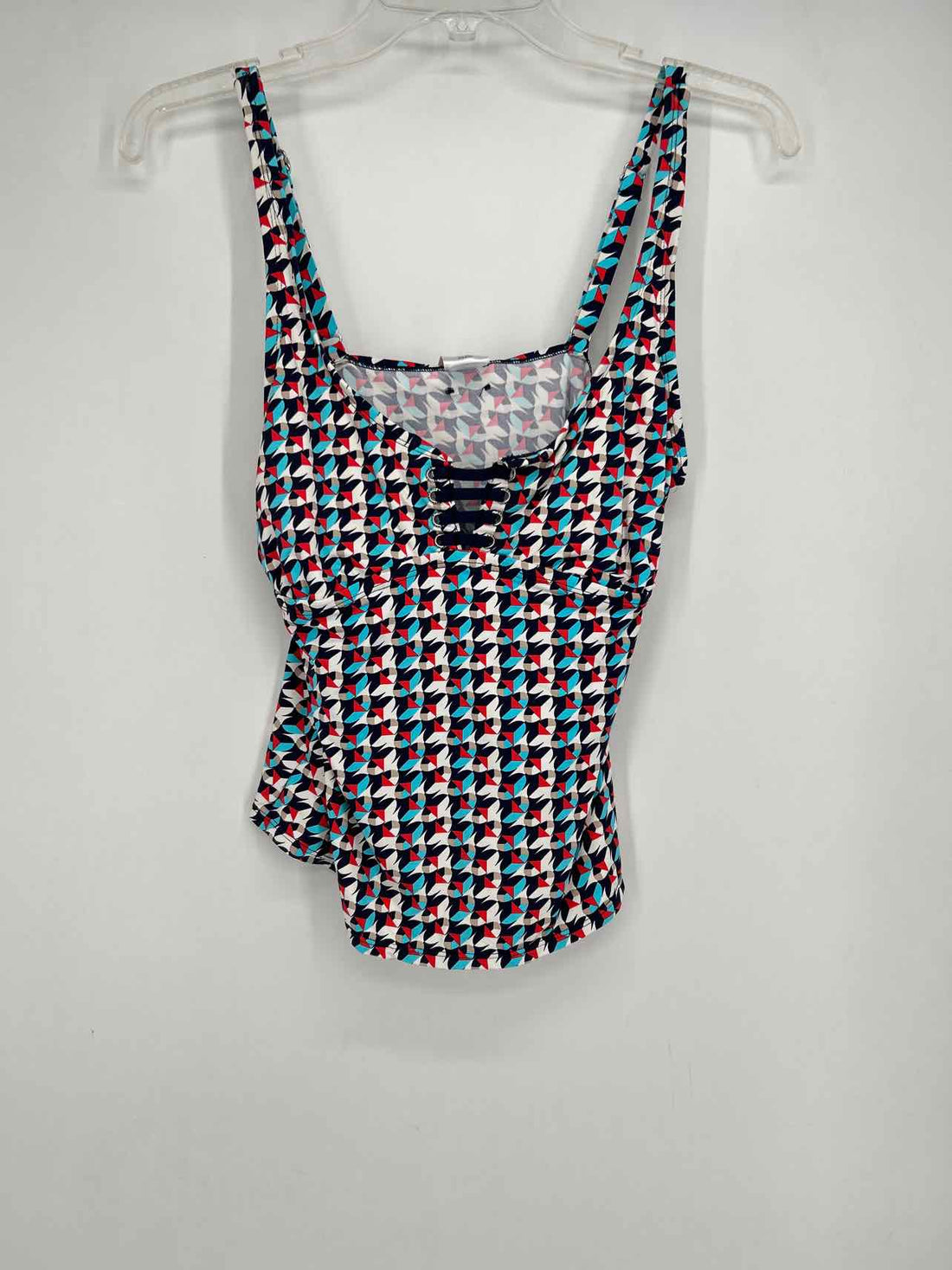 Nautica Size M Navy & Red Print Swimsuit Top Only