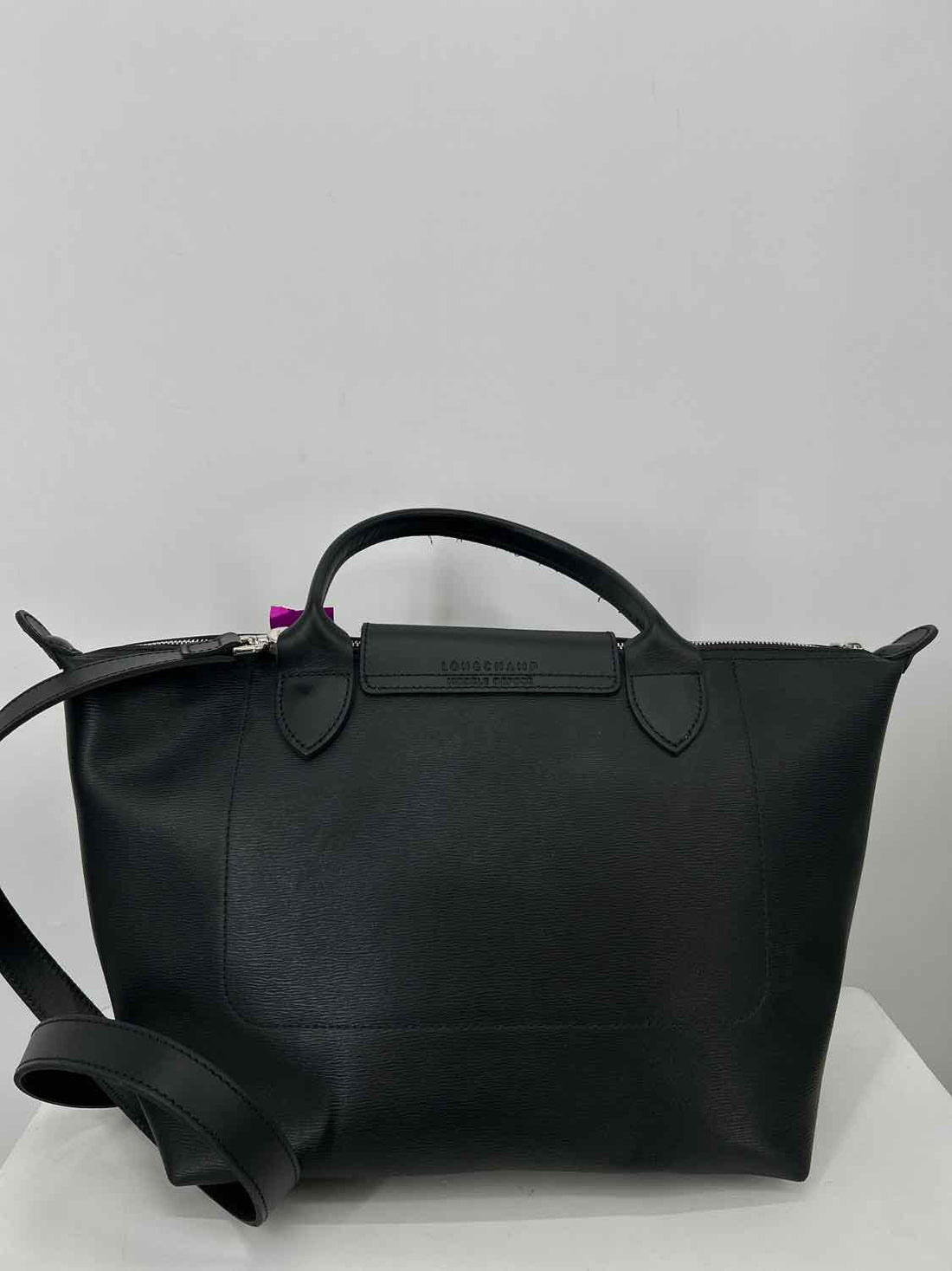 LongChamp Black Coated Canvas Satchel