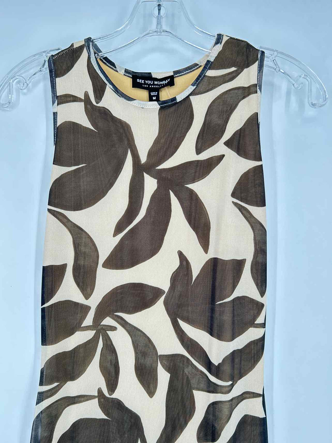 See you monday Size M Cream Print Mesh NWT Dress
