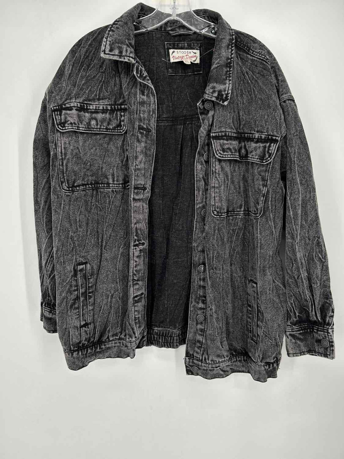 Stoosh Vintage Denim Size XL Washed Black Denim Jacket