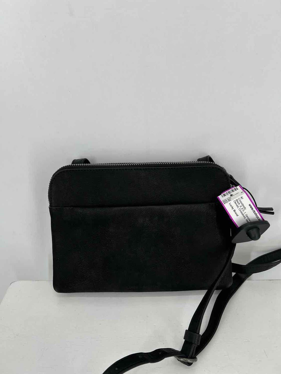 Lucky Brand Black Genuine Leather Pre Owned Crossbody