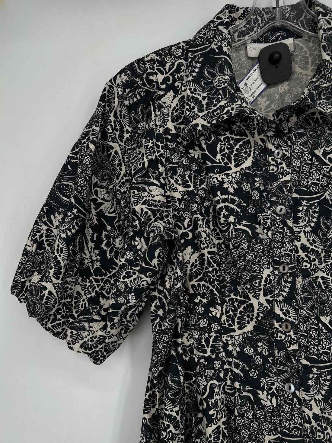 Caroline Constas Size M Black & White Print Short Sleeve Dress